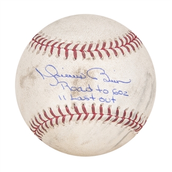 2011 Mariano Rivera Game Used, Signed & Inscribed Last Out Save Baseball (Rivera/Steiner LOA & PSA/DNA)